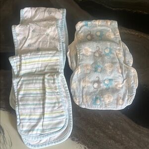 Soft Baby Burp Cloths Set - Blue and White